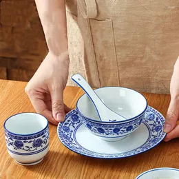 Dinnerware Sets Blue And White Ceramic Tableware Set Porcelain Plate Bowl Spoon Dishes Plates Dining Table Kitchen Supplies