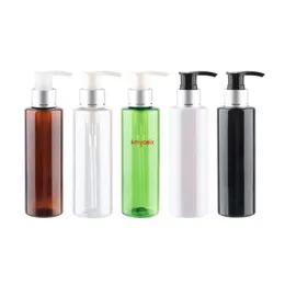 White Transparent Black Lotion Pump Travel Bottle With Silver Aluminum Collar 150ml 150cc Cosmetic Containers 12Pcs Wholesalegood packa Skue