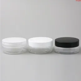 50 g tom klar pet cream burk kruka med vita svarta lock med PE -pad 5/3oz kosmetisk containertrådstorlek 67mm 24pcshigh kval
