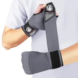 1 paio di guanti da boxe in gel per avvolgere le mani, guanti mezze dita regolabili, supporto con cinturino da polso lungo, MMA, boxe, attrezzatura protettiva per le mani240129