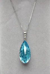 Novos designs de colar joias para presente feito com elementos rovski cristal fashion pingentes em forma de gota de água com corrente de caixa de prata esterlina 9259851961