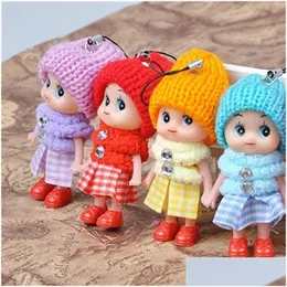 Stuffed & Plush Animals 8Cm Clown Mobile Phone Pendant Plaid Skirt Knitted Hat Lovely Doll Mini Girls Ornaments Toys Gift Dolls Origin Dh1Qb