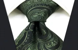 Y30 verde profundo paisley seda jacquard tecido clássico moda extra longo tamanho gravata masculina 1667468