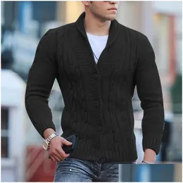 Mens Sweaters Cross Border Supply Amazon Europeu e Americano Outono Inverno Moda Lapelas Manga Comprida Slim Fit Knitwea Drop Entregar Otujf