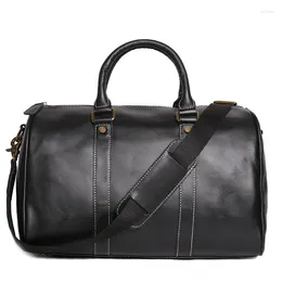 Torby Duffel Wysokiej jakości Vintage Brown Black Black Grain Oryginal skórzany biznesmen Business Women Travel Bag Kobiet męski Messenger Duffle M1028