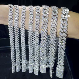Factory Price Wholesale 8mm 10mm 12mm 14mm Moissanite Cuban Chain Bracelet Pass Diamond Tester 925 Silver Cuban Link Necklace