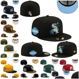 Cappellini da baseball Uni Ready Stock Cappellini aderenti Lettera Cappelli da baseball Hip Hop Chiusi a secchiello Hatstitch Heart Hustle Flowers Cap Taglia 7-8 Drop Deli Dhodw