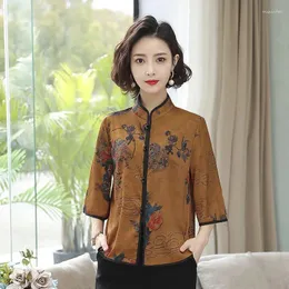 Abbigliamento etnico Abito tradizionale cinese Abito Tang Camicette con stampa Harajuku Camicia stile femme cinese Top Cheongsam vintage Hanfu da donna