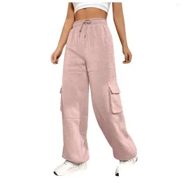 Pantaloni da donna Capris Pantaloni sportivi basic Casual Dstring Vita elastica Primavera Autunno Solido stile cargo dritto con tasche Consegna drop Ap Ot8Hh