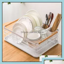 Other Kitchen Dining Bar Kitchen Home Garden Iron Dish Drying Rack Tableware Drainer Storage Basket Shelf Forks Bowl Plate Dishes Dhzjw