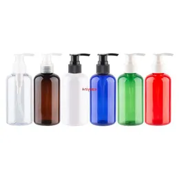 High Quality Refillable Plastic Containers With White Transparent Black Lotion Pump 220ml 220cc Round PET Shampoo Bottles 12Pcsgood pac Dtkx