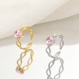 Cluster Rings Pink Zircon Princess Ring For Women Fashion Gold Silver Color Swan Lake Joint Trendy Cute Party Wedding Girl Jewelry Gifts