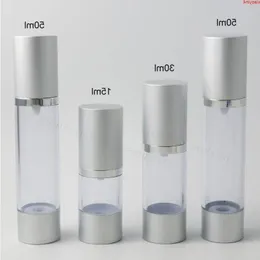 200 x 15 ml 30 ml 50 ml Argento Bottiglie riutilizzabili di alta qualità Bottiglia dispenser portatile Airless per lozione da viaggio di alta qualità Uqrhn