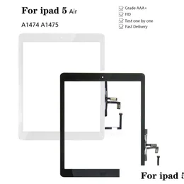 شاشات الكمبيوتر اللوحي الجديد لـ iPad Air 1 5 Touch SN Digitizer و Button Home Front Glass Display Panel Aption A1474 A1475 A1476 Drop Otahb