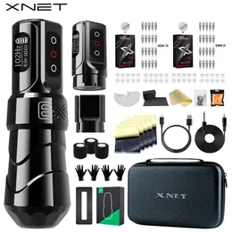 XNET FLUX MAX Wireless Tattoo Machine Kit Rotary Pen With 2400mAh Power 40Pcs Mixed Cartridge for Art 240202