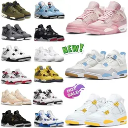 Tênis de basquete infantil 4 Bordeaux Bred Motorsports alternativo militar azul vermelho Thunder 4s gato preto cimento branco sapatos esportivos infantis para meninos e meninas