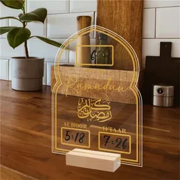 Diy ramadan decoração acrílico advento calendário desktop decoração eid mubarak islâmico muçulmano calendário 240122