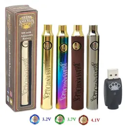 Brass Knuckles 900mAh Carts Battery Button BK Adjustable Voltage VV Batteries for 510 Cartridge Concetrate Wax Pens with USB Charger