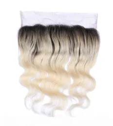 1B 613 Blondes Ombre-Jungfrau-Brasilianisches Haar, Körperwelle, 13 x 4 Ohr-zu-Ohr-Vollspitze-Fronten, günstige Bleach Blonde Ombre-Spitzenstirnseite, Clos2001620