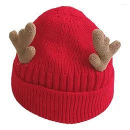 Berets Hat Women Antler Knit Beanie Woolen Cap Hedging Outdoor Knitted Warm Baby