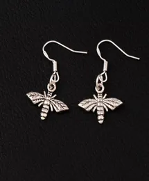 Bee Flying Earrings 925 Silver Fish Ear Hook 172x305mm 60pairslot Antique Silver Chandelier E962 ZHL24749012768