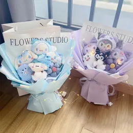 Melody anime Kuromi Peluş Oyuncak Cinnamoroll El Yapımı Çiçek Buket Sevgililer Günü Noel Doğum Günü Tatil Hediyeleri 240123