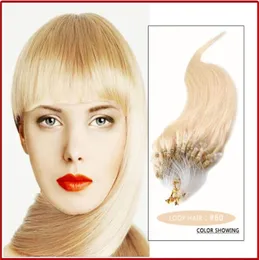 08GS 200Slot 14quot 24quot Micro Ringsloop Brazilian Remy Human Hair Extensions Hårförlängning 60 Platinum BLO7503164