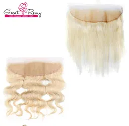 REMY HUSH HEAR BLONDE CLOSURE WAVE BRAZILIAN 613 Honey Ear to Ear Lace Frontal Human Huser Straight Greatremy Factory Outlet44308147
