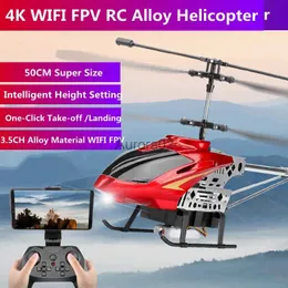 Drohnen 50 cm große 4K-Kamera WIFI FPV RC Hubschrauber 3,5-Kanal-Legierung Höheneinstellung One Key Return Luftbild Fernbedienung YQ240217