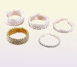 Accessori per gioielli da polso elasticizzati con strass di cristallo di alta qualità 15 file da sposa a spirale braccialetto grande f1126001