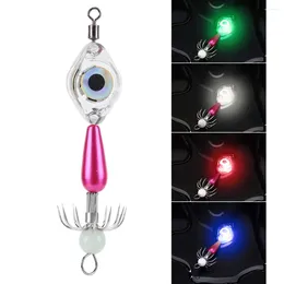 Lampada luminosa per esche da pesca per calamari, con gancio, luce attivata dall'acqua, LED impermeabile per acqua salata e acqua dolce