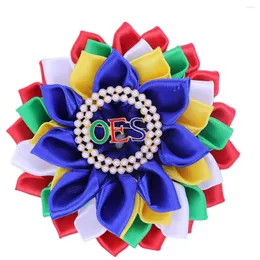 Brooches Top Quality Layers Ribbon Corsage Flower Letter OES Brooch Matron Order Eastern Star Pin For Women