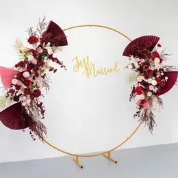 Decorative Flowers Red Series Folding Fan Wedding Background Decoration Floral Arch Wall Restaurant Banquet KT Board Pography