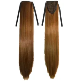 108 Synthetic Ponytail Long Straight Hair 16quot22quot Clip Ponytail Hair Extension Blonde Brown Ombre Hair Tail With Drawstr7710005