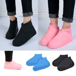 Black Waterproof Rain Shoes Covers 1 Pair Reusable Latex Slip-resistant Rubber Rain Boot Overshoes Shoes Accessories Size SML 240201