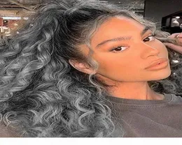 African american Silver Grey Hair Afro Puff Kinky Curly ponytails human extension natural curly updos salt pepper gray pony tail h8760964
