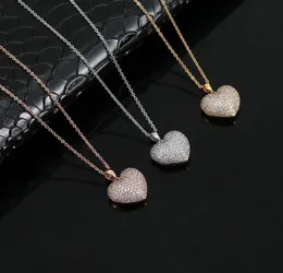 pendants fashion heartshaped full diamond clavicle sweet girl threedimensional love copper zirconium Necklace8451365