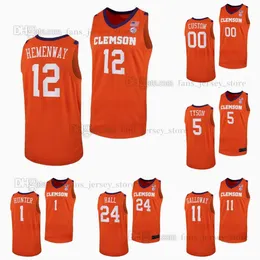 2024 Clemson Tigers Basketball 24 PJ Hall Jerseys 4 Ian Schieffelin 11 Joseph Girard III 1 Chase Hunter 5 Jack Clark 2 Dillon Hunter 33 Bas Leyte 32 Daniel Nauseef