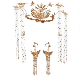 Collana orecchini set gioielli per capelli per ragazze cinesi stile vintage presa stabile copricapo costume cosplay cinese di Hanfu