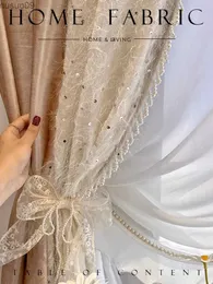 Tenda francese romantico retrò pizzo rosa velluto fine glitter perla tende di lusso per soggiorno camera da letto sala da pranzo finestra in tulle oscurante