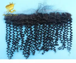 Peruvian Lace Frontal Closure Human Hair 13x2 Bleached Knots with Baby Hair Kinky Curly Full Lace Frontal Pieces Fast 7684494