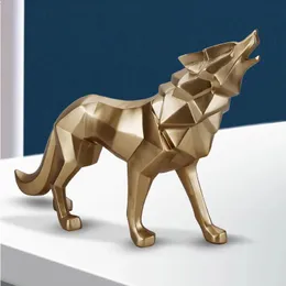 Polyresin-Wolf-Figur für Heimdekoration, abstrakte Skulpturen, Zimmer-Schreibtisch-Zubehör, Einrichtung, Tierornament, Kunstharz 240123