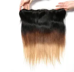 Ombre Straight 134 Swiss Lace Closure Human Hair Brazilian Precked84656093618743