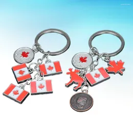 Keychains 2pcs Canada Flag Maple Design Keyrings Alloy Bag Pendants Gift Key Chains For Women Kids