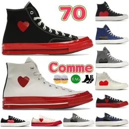 1970s Taylor All Star 70 Hi Ox 캐주얼 캔버스 신발 Des Garcons 재생 검은 흰색 회색 심장 블루 브라운 녹색 빨간색 보라색 딥 보르도 남성 여성 23er#