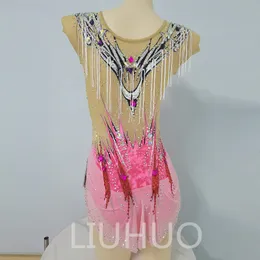 LIUHUO Rhythmic Gymnastics Leotard Gradient Pink Sleeveless Competitive Cheerleading Performance For Children BD8094 - 200000532 - View #5