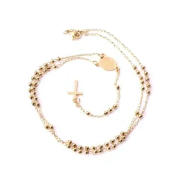 Gold Silver pärlstav halsband rostfritt stål längd 52 cm 7 cm radband katolska religiösa smycken232i3832539