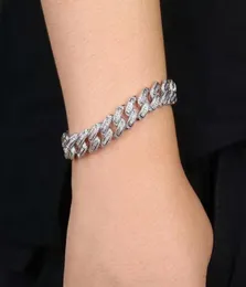 75 85 дюймов 14 мм ледяные цепочки браслеты для мужчин роскошный дизайнерский бриллиантовый браслет-цепочка с кубинскими звеньями 18-каратное золото 7014781