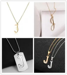 Letter J Stainless steel alloy Alphabet name Initial pendant necklace monogram America English word sign chain friend woman mothe4558073