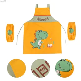 Aprons Cartoon Dinosaur Apron Child for Children Kids Aprons Oversleeve Waterproof Overalls Multifunction